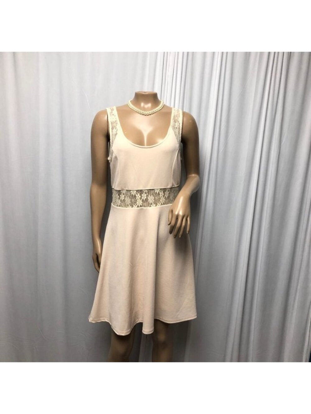 Marineblu Dress Womens Size Large Sleeveless Sheer Lace Scoop Neck Coquette
